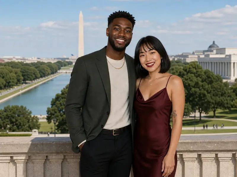 Washington DC Monuments AI photo booth effect — Couple rendering