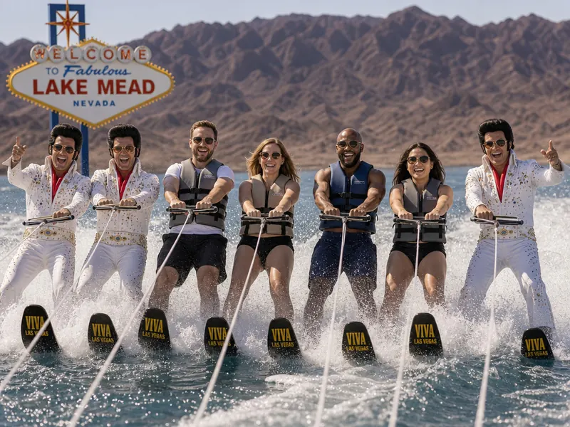 Water Ski with Elvis AI photo booth effect — Group rendering