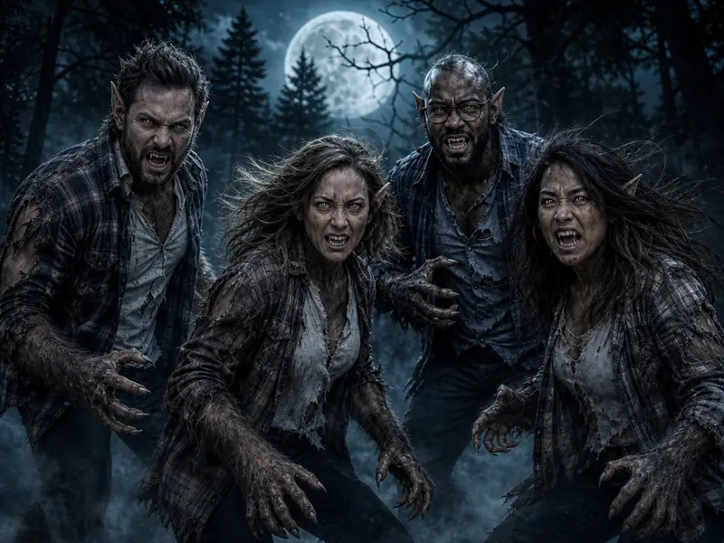 Werewolf Full Moon AI photo booth effect — Group rendering