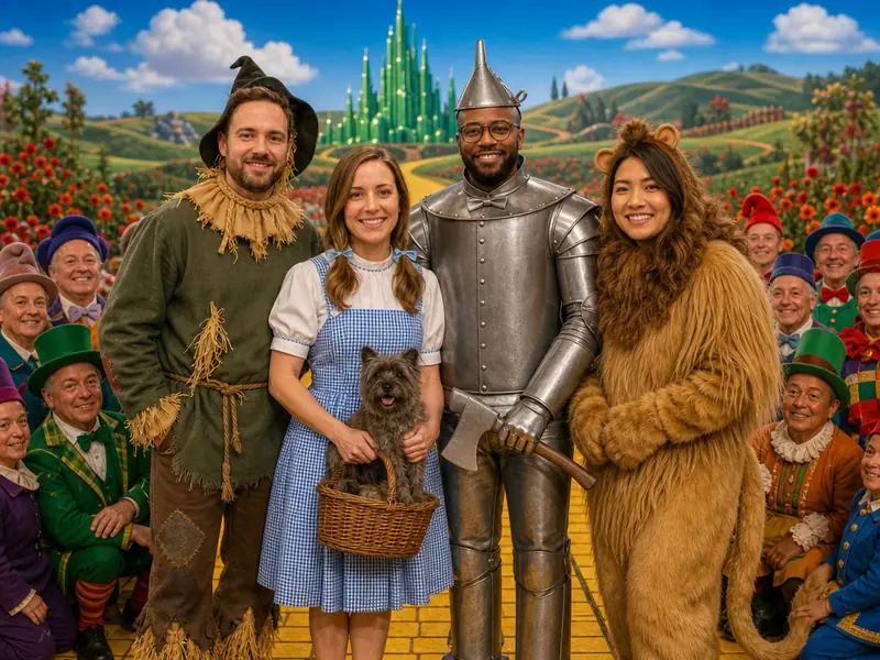 Wizard of Oz AI photo booth effect — Group rendering