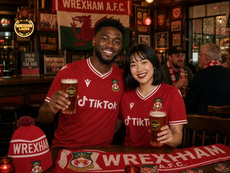 Wrexham Dragons Pub AI photo booth effect — Couple rendering